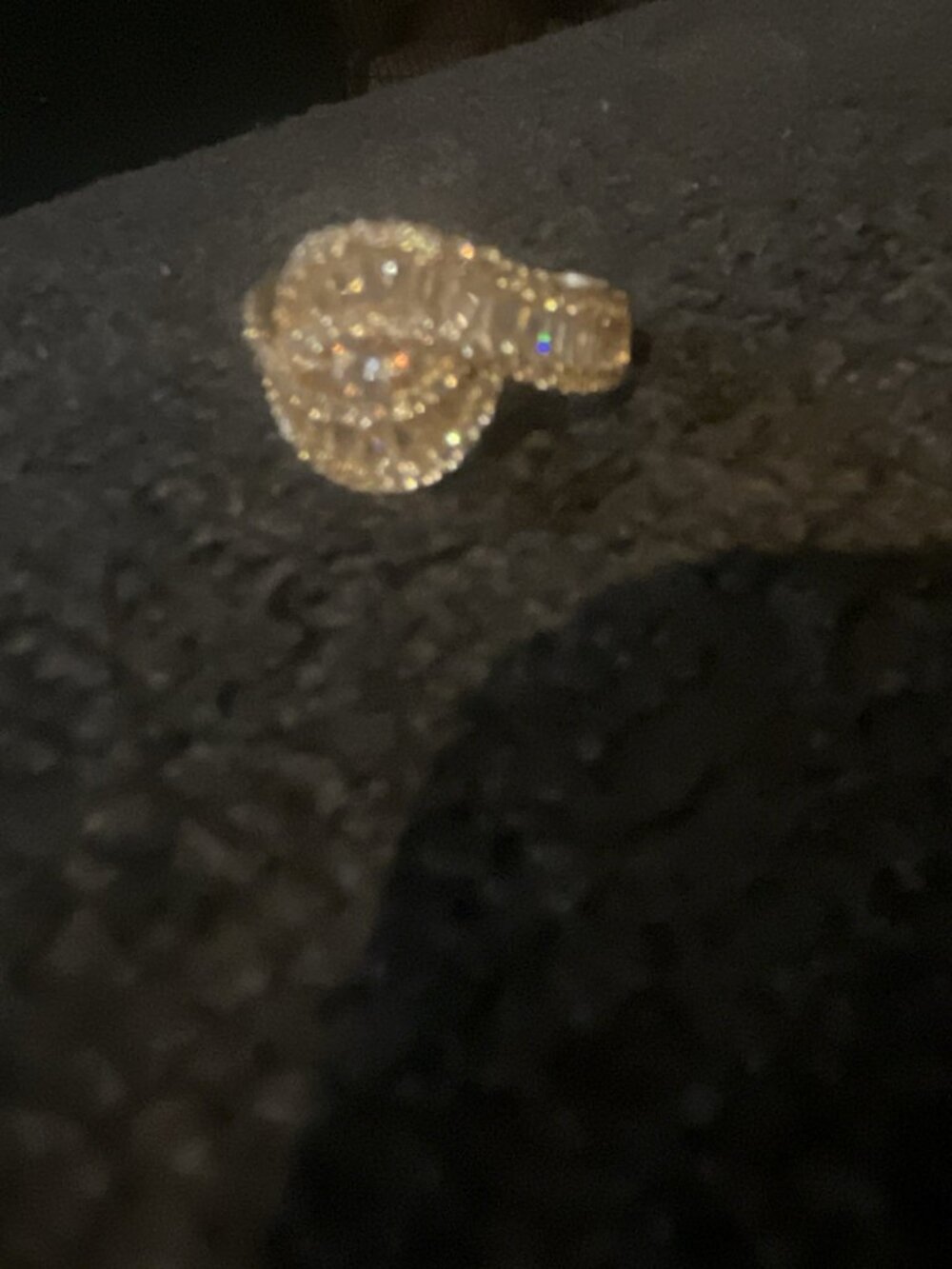 Bella Luce Heart Cocktail Ring Size 5, Yellow Gold Plated, White Rhinestone